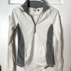 SO Fleece pullover 1/4 zip white and grey size small